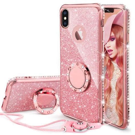 Iphone X Case Glitter Cute Phone Case Girls With Kickstand Bling