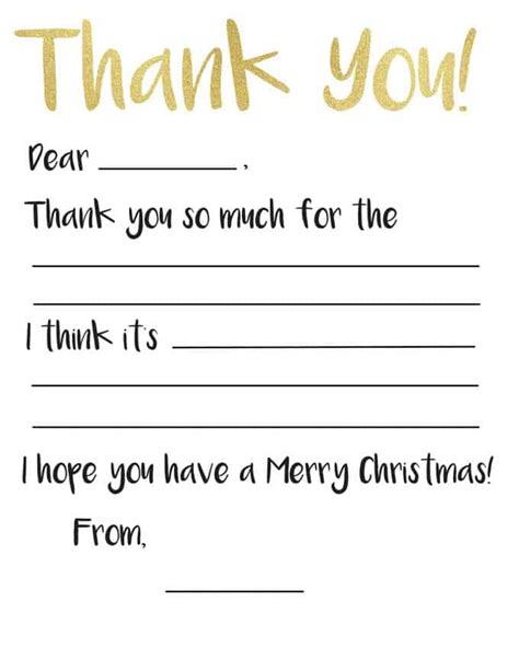 Kids Fill In The Blank Thank You Note Printable The Happier Homemaker