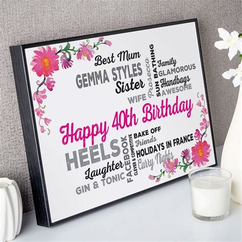 She deserves these glam, clever, funny gifts; 40th Birthday Gift for Her of Typographic Art (With images ...