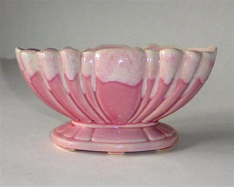 Pink Blended Glaze Usa Pottery Pedestal Planter Vase From Bejewelled On