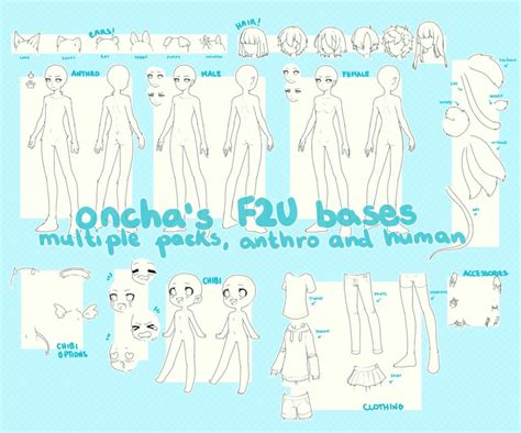 F2u Base Multiple Pack Human Chibi And Anthro By Oncha On