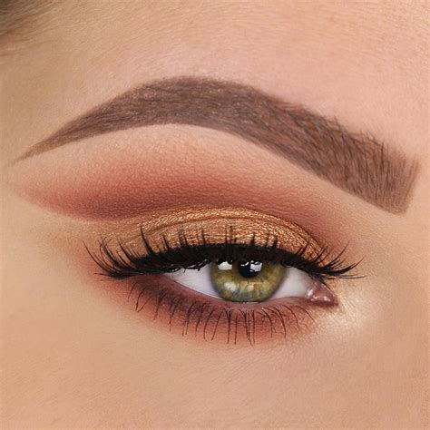 Warm Brown Winged Cut Crease Gold Lid No Liner Wearable Eye Makeup
