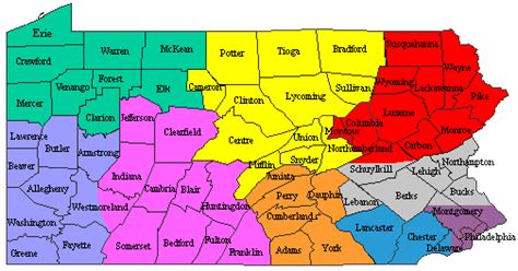 Pennsylvania Map With Counties Listed