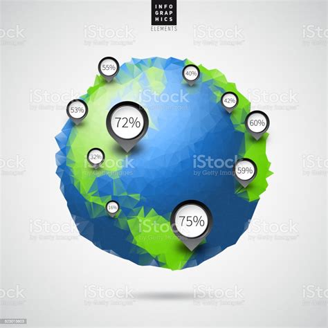 Triangular World Globe 3d Map Of The Earth Stock Illustration