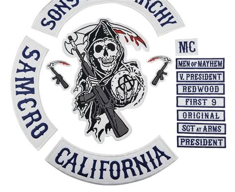 Sons Of Anarchy Samcro Full Mc Motorcycle Biker Patch Set Iron On