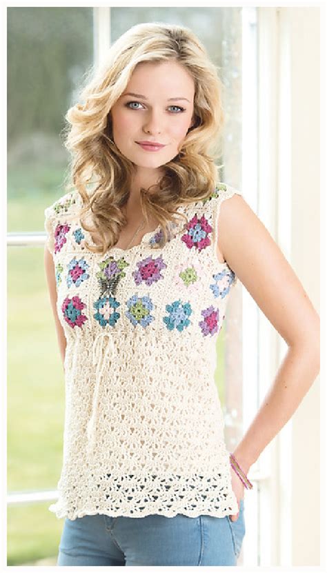 granny squares summer top crochet free patterns diy how to