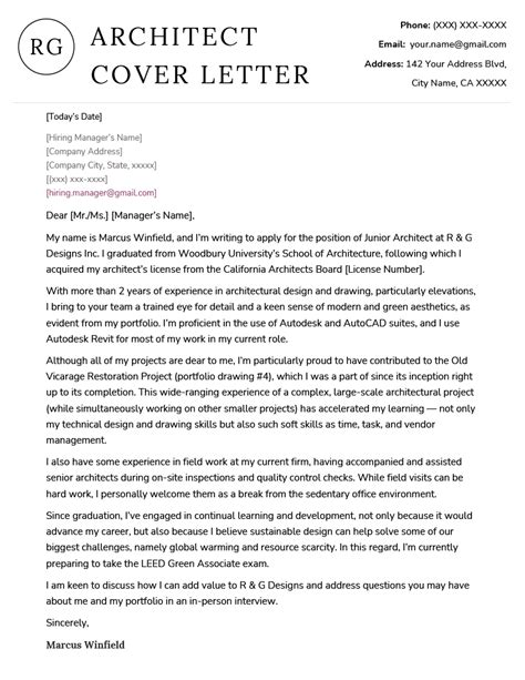 Interior Design Cover Letter Example For Download