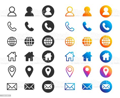 Company Connection Business Card Icon Set Phone Name Website Address