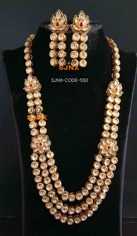 Set Gold Kundan Long Necklace Rs 3400 Piece Satyam Jewellery Nx Id