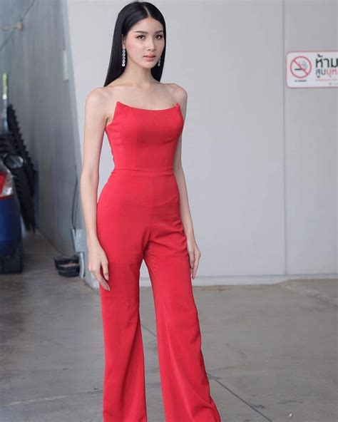 Tan Apasara Most Beautiful Trangender Women In A Red Solid Jumpsuit