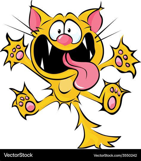 Crazy Cat Cartoon Spitting And Scratching Vector Image