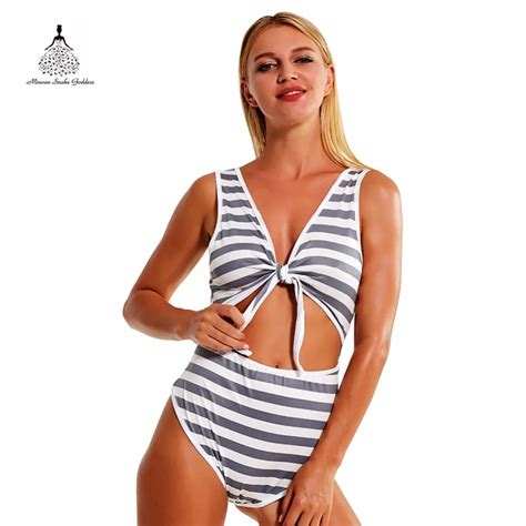 Swimsuit Female Swimwear Sexy One Piece Striped Swimsuit For Girls Monokini Bathing Suit Women