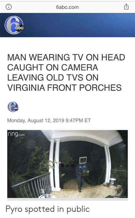 6abccom Abc Man Wearing Tv On Head Caught On Camera Leaving Old Tvs On Virginia Front Porches