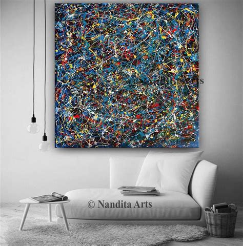Blue Jackson Pollock Style Peinture Abstraite Jackson Pollock Etsy