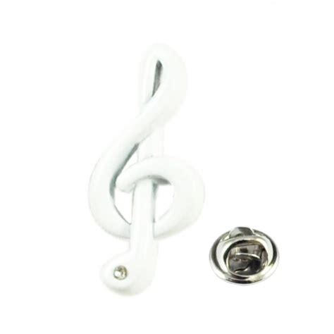 White Treble Clef With Crystal Lapel Pin Badge From Ties Planet Uk