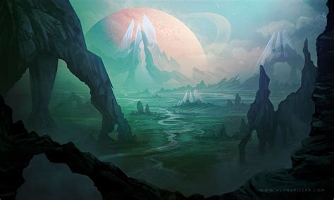 Alien Planet By Alynspiller Fantasy Art Landscapes Fantasy Landscape