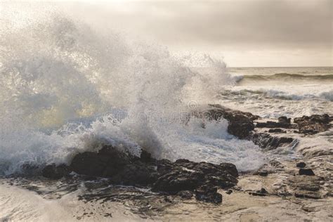 Ocean Waves Crashing Into Rocky Shore Stock Photo Image Of Rock