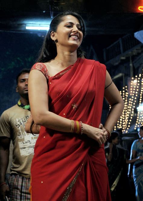 Tollywood Actress Photo Gallery Anushka Shetty In Red Saree Latest Stills
