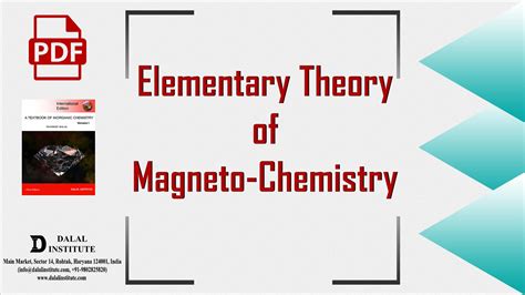 Elementary Theory Of Magneto Chemistry Dalal Institute