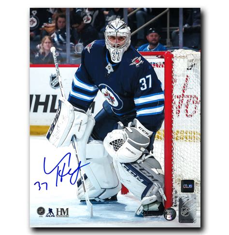 connor hellebuyck winnipeg jets autographed crease 8x10 photo cojo sport collectables inc