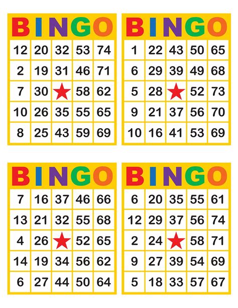 Bingo Cards 1000 Cards 4 Per Page Immediate Pdf Download Etsy