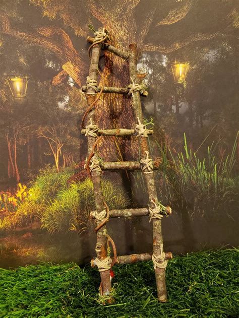Large Miniature Fairy Garden Ladder Fairy Furniture Twig Etsy