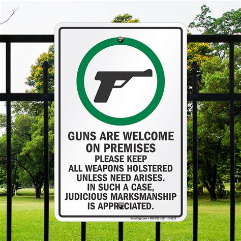 Guns Are Welcome On Premises Keep All Weapons Holstered Sign Sku S 6119