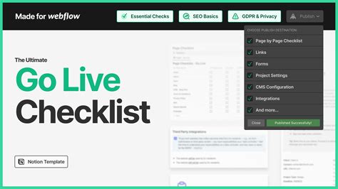 Free Webflow Go Live Checklist Notion Template — Notionery
