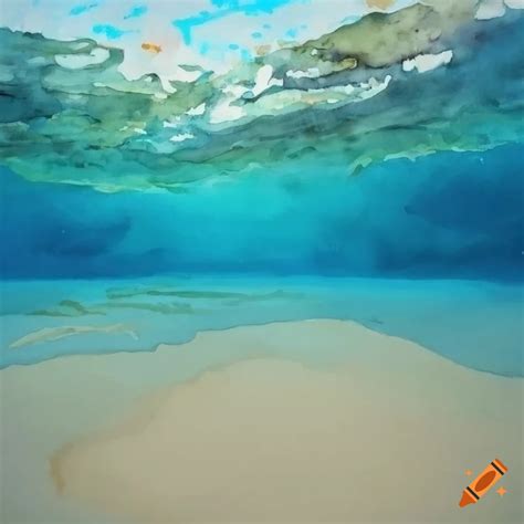 Ocean Floors From A Sandbar In Watercolor Painting Copy Icon Generate