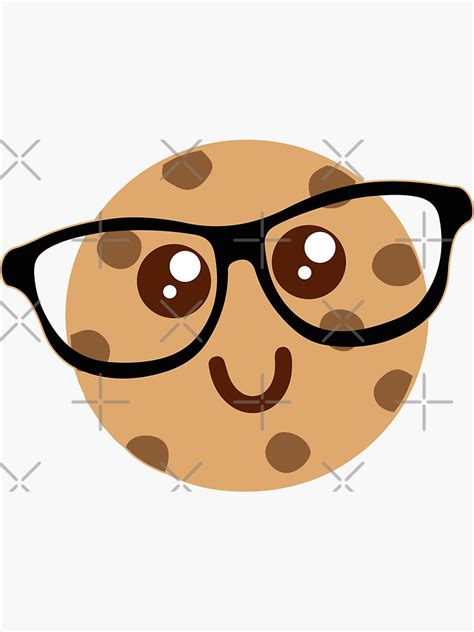 Cute Chocolate Chip Cookie Wearing Glasses Smart Cookies Sticker For