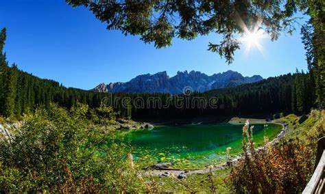 Karersee Lago Di Carezza A Lake In The Dolomites In South Tyrol
