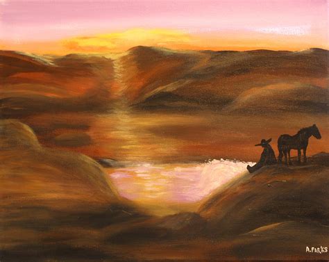 Southwestern Desert Sunset Painting By Aleta Parks