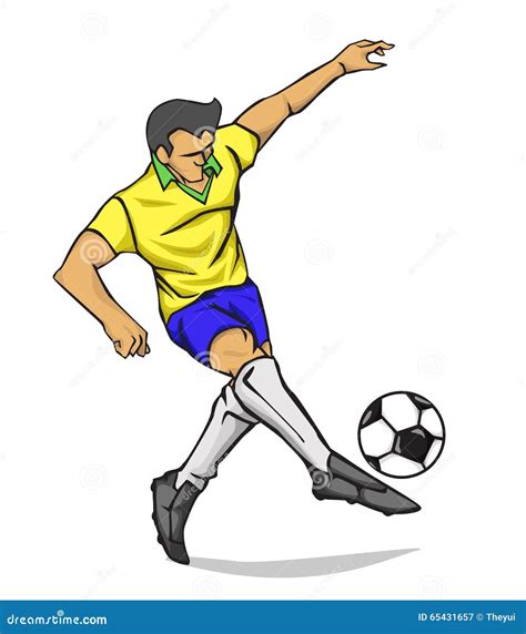 Vector Illustration Soccer Player Kicking The Ball Stock Vector Image