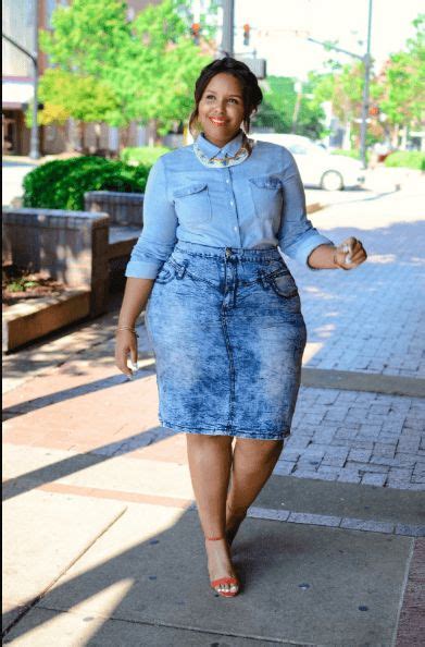18 Best Denim Skirts Outfits For Plus Size Women To Wear Denim Skirt