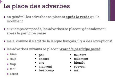 La place des adverbes Les adverbes Grammaire française Expression