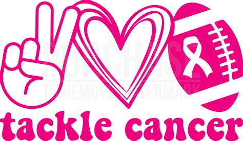 Tackle Cancer Football Svg • Breast Cancer Awareness Pink Ribbon Svg