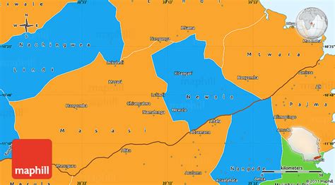 Political Simple Map Of Mtwara