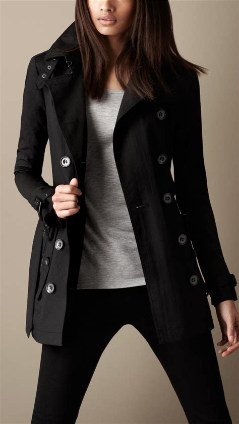 Lyst Burberry Brit Short Technical Cotton Trench Coat In Black