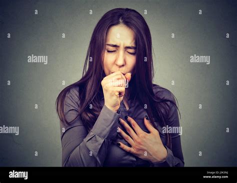 Woman Coughing Stock Photo Alamy