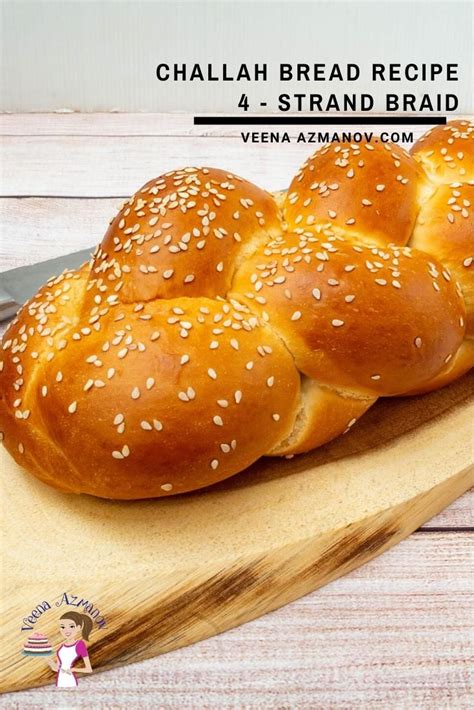 How to braid bread with 4 strands. Challah Bread Recipe 4 Braided Challah | Challah bread recipes, Challah bread, Recipes