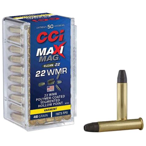 Cci Maxi Mag 22 Wmr 22 Mag Polymer Coated Shp 46gr Rimfire Ammo 50
