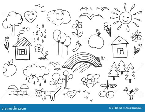 Children Drawing Vector Stock Vector Illustration Of Cute 74465125