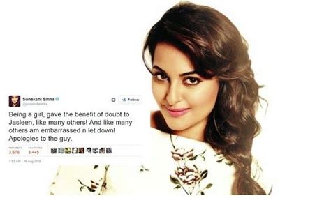 Sonakshi Sinha Apologized On Twitter For Blaming The Guy Involved In The Jasleen Kaur Incident