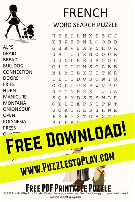 French Word Search Puzzle In 2021 French Words Free Printable Word