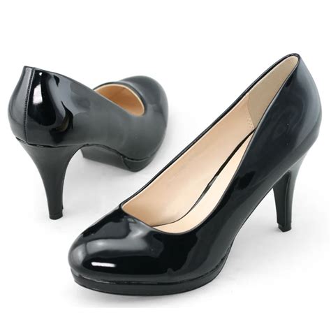 Hot Pumps Shoezy Brand Black Patent Leather Pump Shoes Woman Office Ladies Work Dress Women High