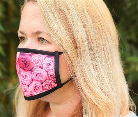 Ladies Pink Face Mask Pretty Pink Rose Mask Reusable Triple Etsy