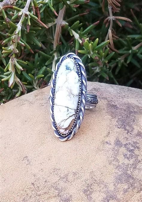 White Buffalo Turquoise Ring Sterling Silver Ring Kingman White