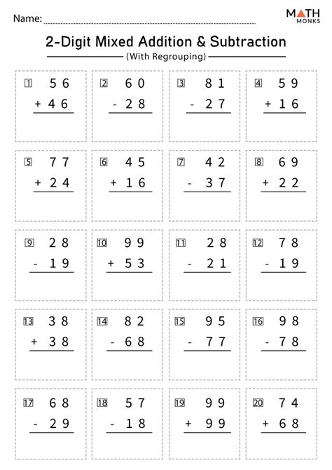 Mixed Addition And Subtraction With Regrouping Worksheets Worksheets