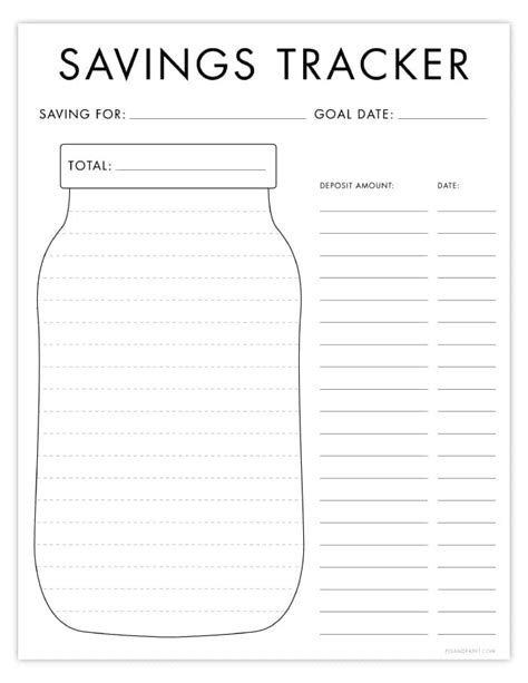 Paper Party Supplies Paper Savings Goal Tracker Home Downpayment Fund