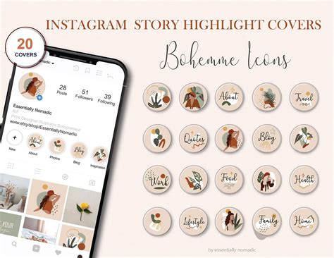 Bohemian Instagram Highlight IconsBoho Highlight Social Media | Etsy | Instagram highlight icons ...